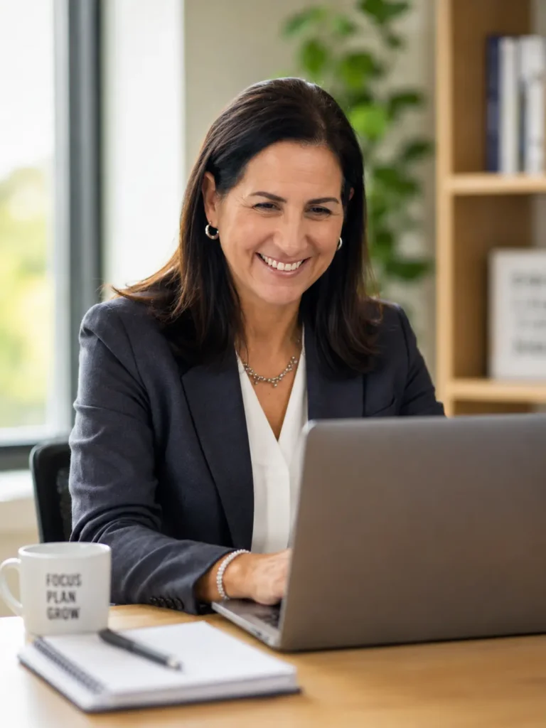 Debbie Holderman conducting virtual executive leadership coaching session in Florida - Bold Horizons Coaching